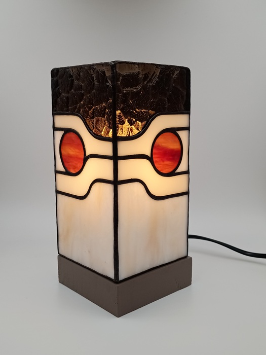 Lampe 70th beige/brun carré